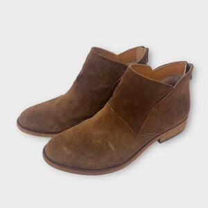 Kork-Ease Women's Suede Ryder Sz 7 Leather Ankle Booties Brown Zip Casual